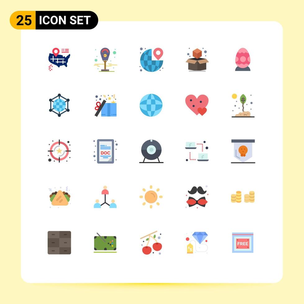 25 universelle flache Farben für Web- und mobile Anwendungen eingestellt Ei-Osterstift-Dekoration geometrische editierbare Vektordesign-Elemente vektor