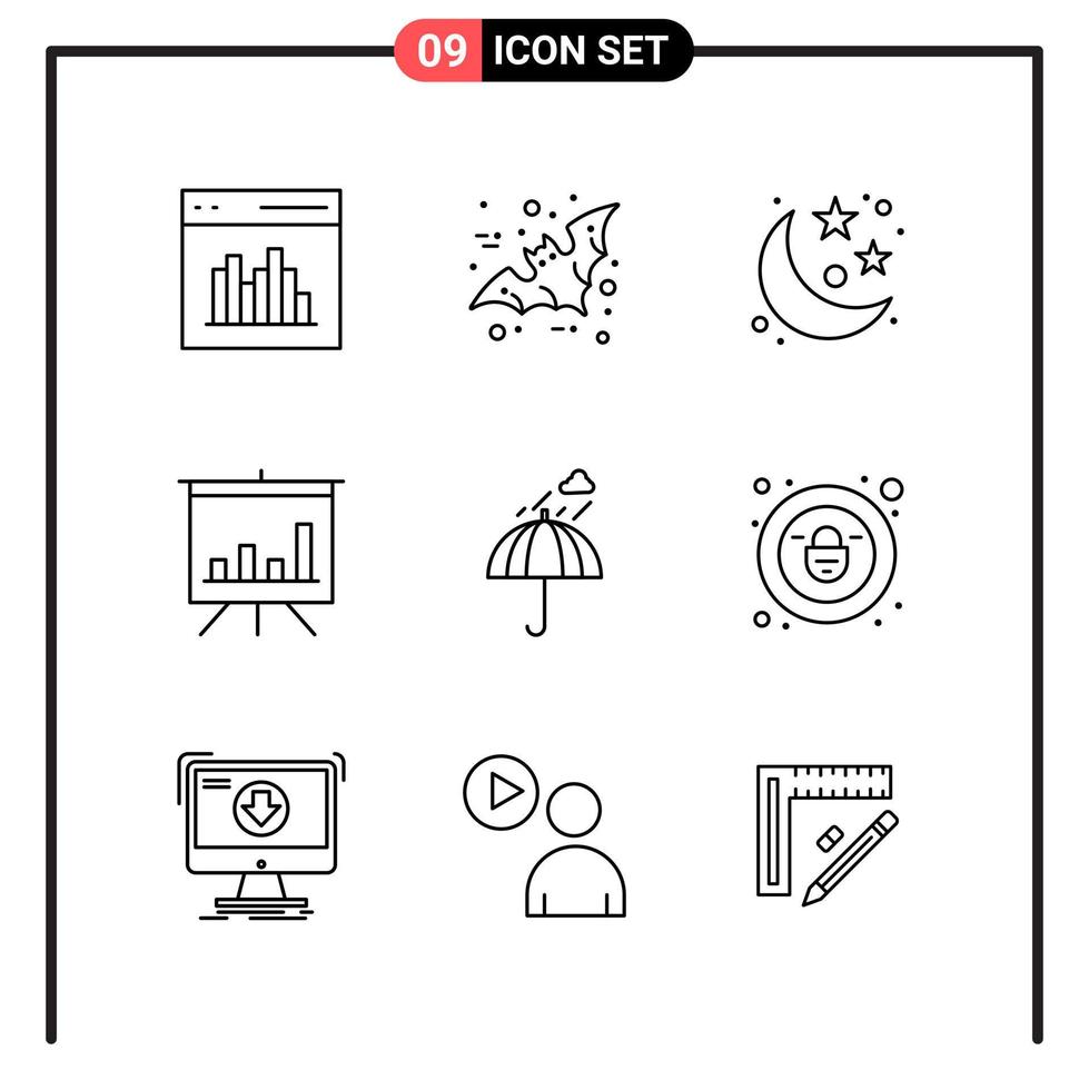 uppsättning av 9 linje stil ikoner för webb och mobil översikt symboler för skriva ut linje ikon tecken isolerat på vit bakgrund 9 ikon uppsättning kreativ svart ikon vektor bakgrund