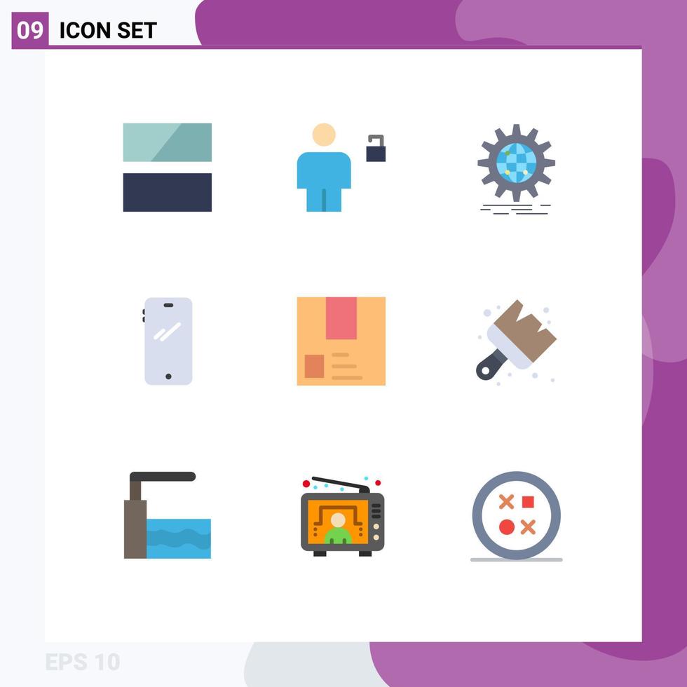 9 universell platt färger uppsättning för webb och mobil tillämpningar android smart telefon olåst telefon värld bred redigerbar vektor design element