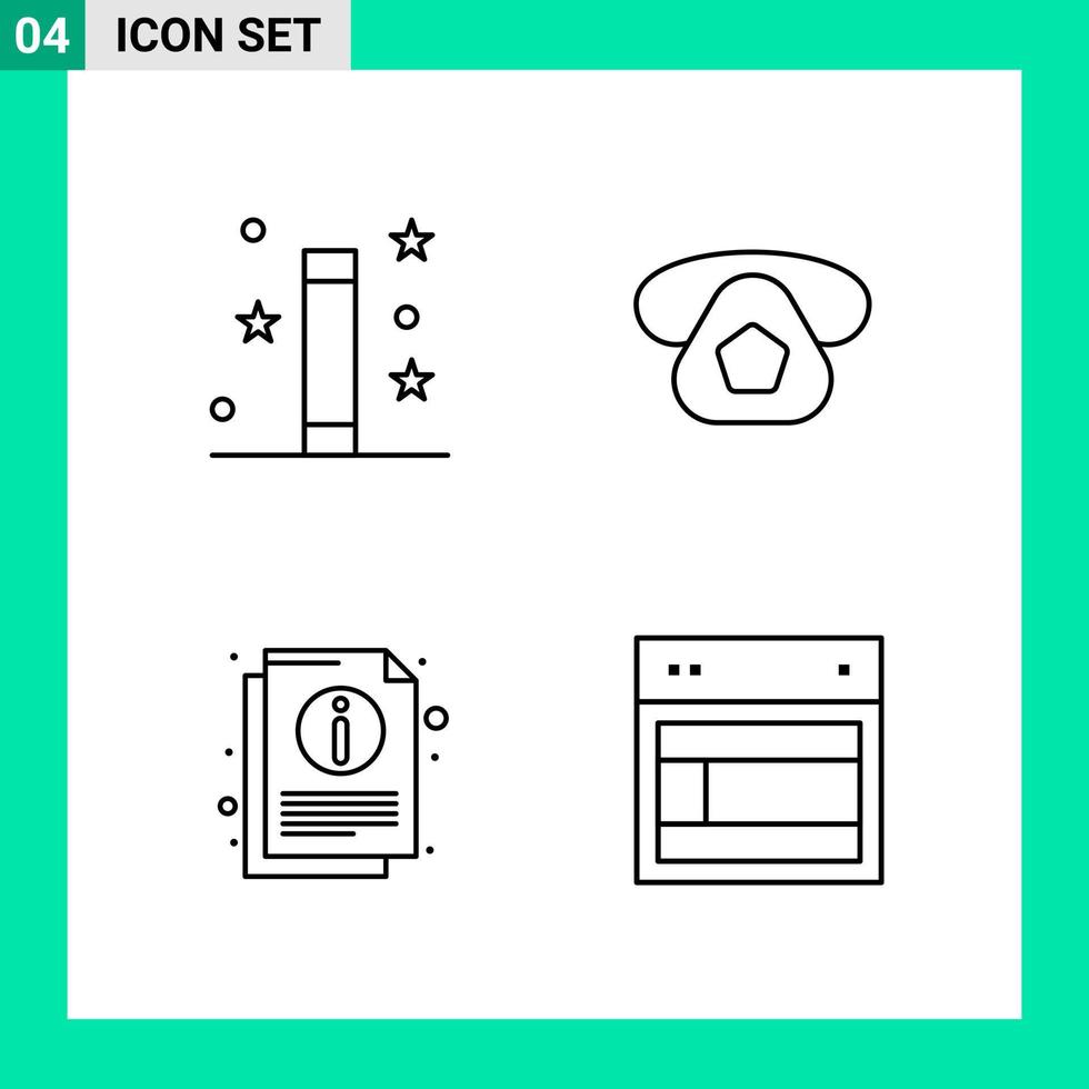 packa av 4 linje stil ikon uppsättning översikt symboler för skriva ut kreativ tecken isolerat på vit bakgrund 4 ikon uppsättning kreativ svart ikon vektor bakgrund