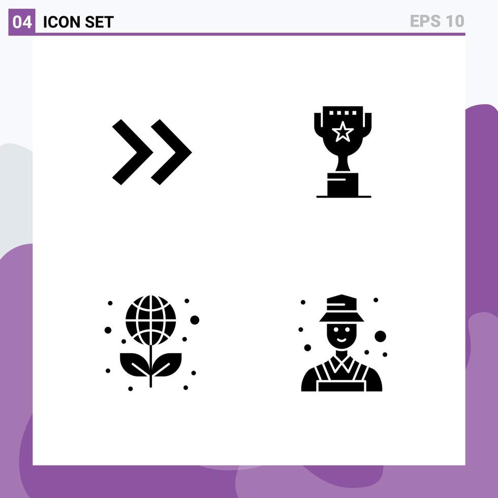 Stock Vector Icon Pack mit 4 Zeilen Zeichen und Symbolen für Pfeil Lorbeer Award Belohnung Avatar editierbare Vektordesign-Elemente