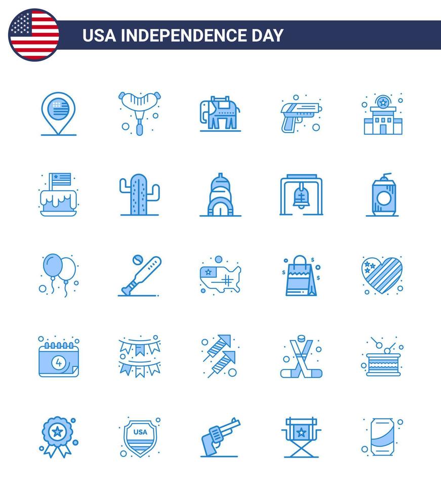 25 kreativ USA ikoner modern oberoende tecken och 4:e juli symboler av polis tecken polis amerikan byggnad armén redigerbar USA dag vektor design element