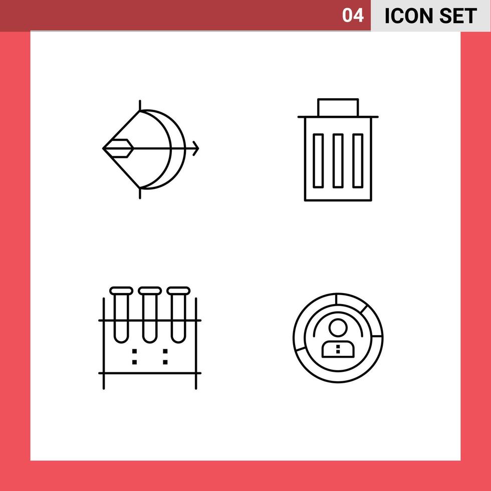 grupp av 4 fylld linje platt färger tecken och symboler för syfte kemisk flaska rosett gränssnitt labb flaska redigerbar vektor design element