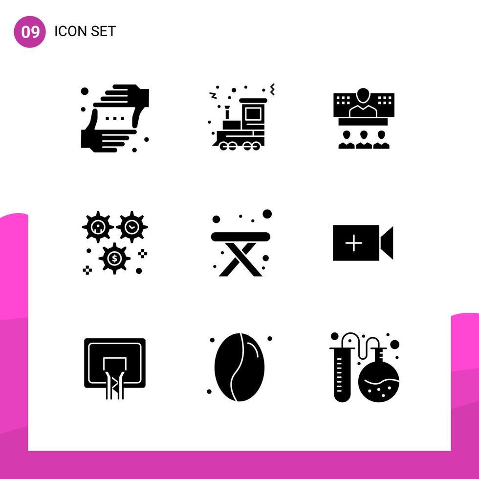 glyf ikon uppsättning packa av 9 fast ikoner isolerat på vit bakgrund för mottaglig hemsida design skriva ut och mobil tillämpningar kreativ svart ikon vektor bakgrund