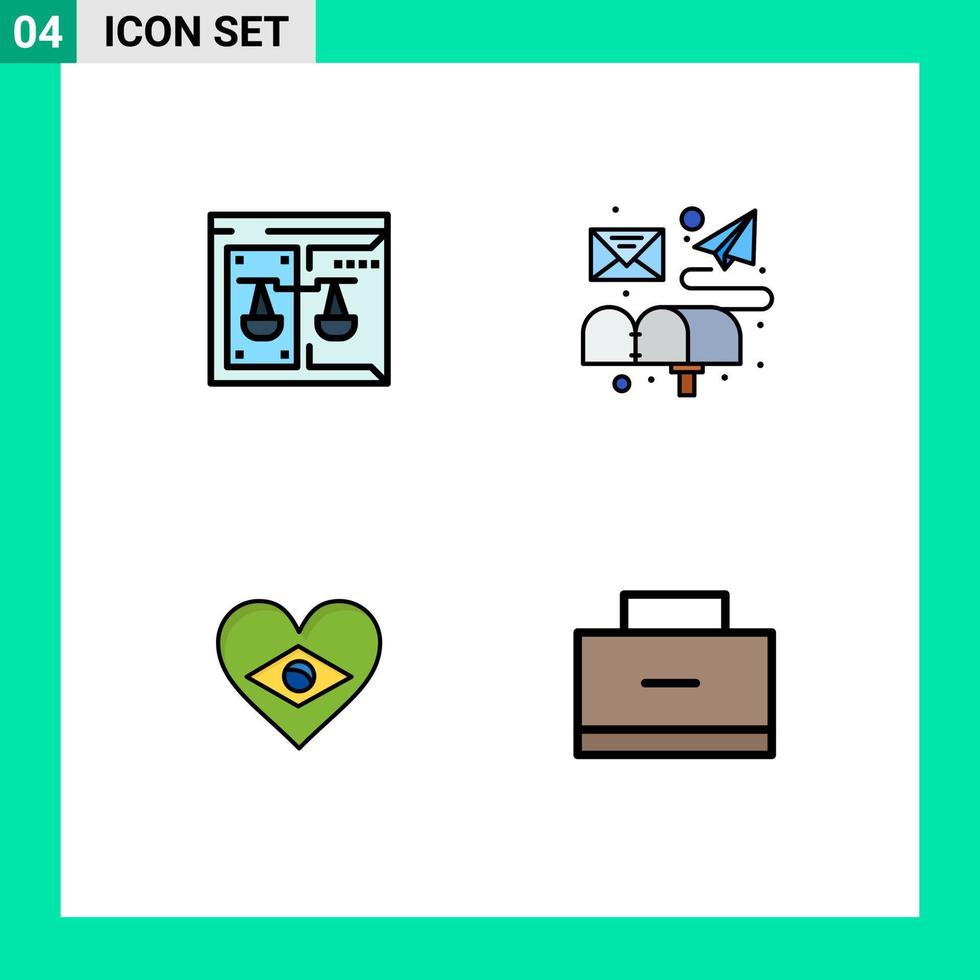 4 kreativ ikoner modern tecken och symboler av företag hjärta digital e-post flagga redigerbar vektor design element