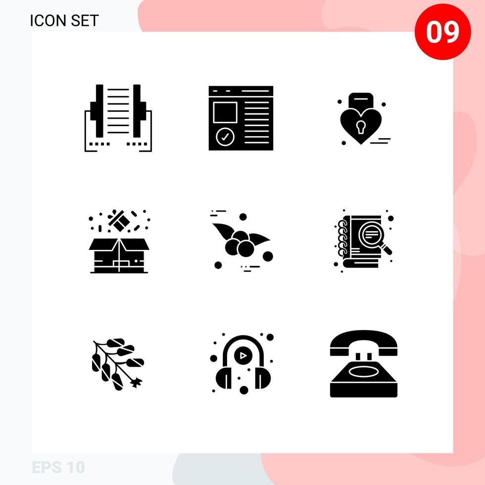 satz von 9 modernen ui-symbolen symbole zeichen zum verkauf paket entwicklungsbox herz editierbare vektordesignelemente vektor