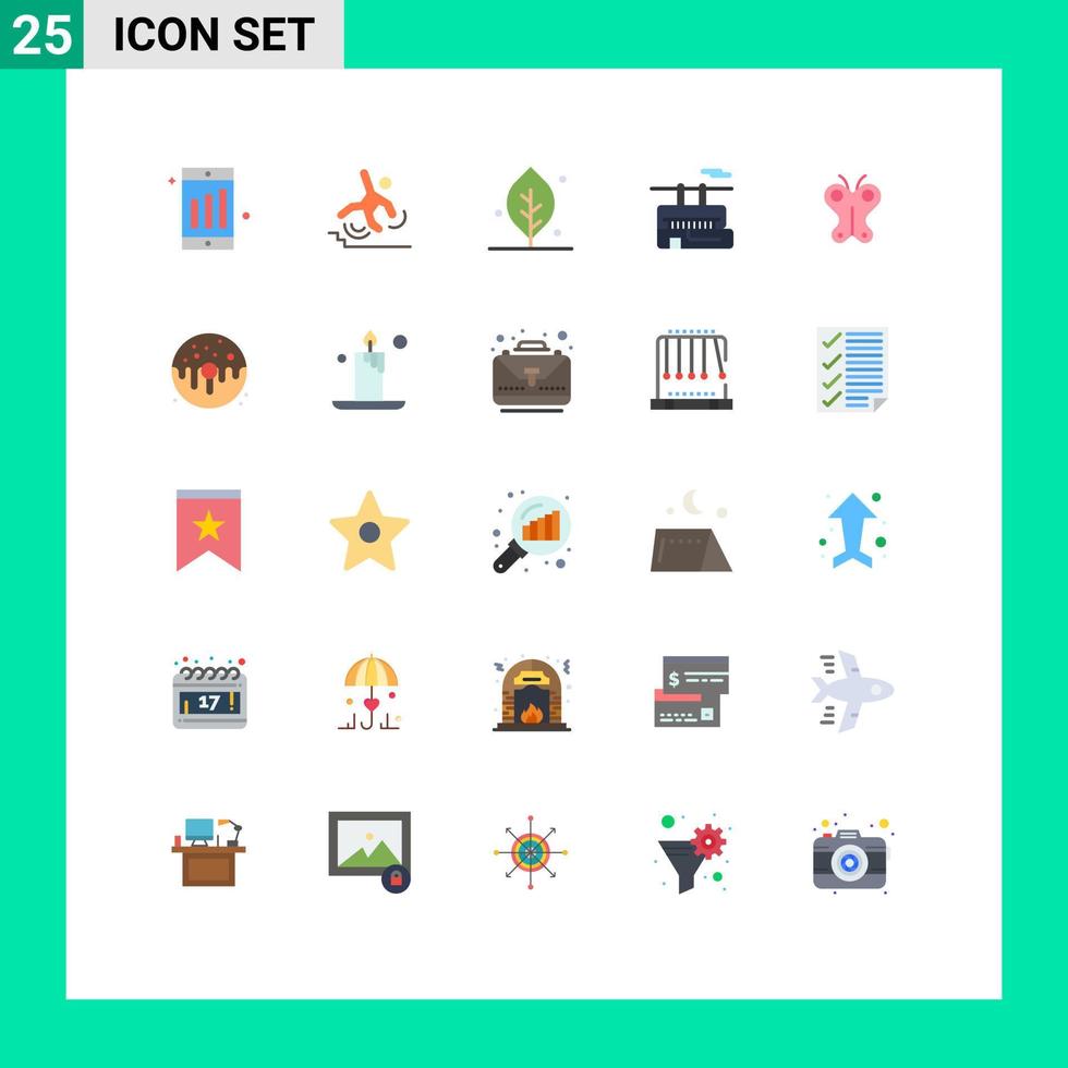 satz von 25 modernen ui symbolen symbole zeichen für schmetterling reise ökologie transport sessellift editierbare vektordesignelemente vektor