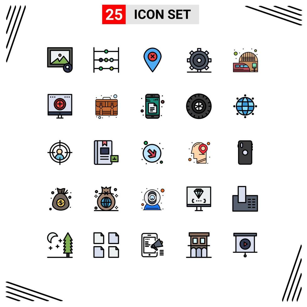 uppsättning av 25 modern ui ikoner symboler tecken för tåg elektrisk navigering järnväg station miljö redigerbar vektor design element