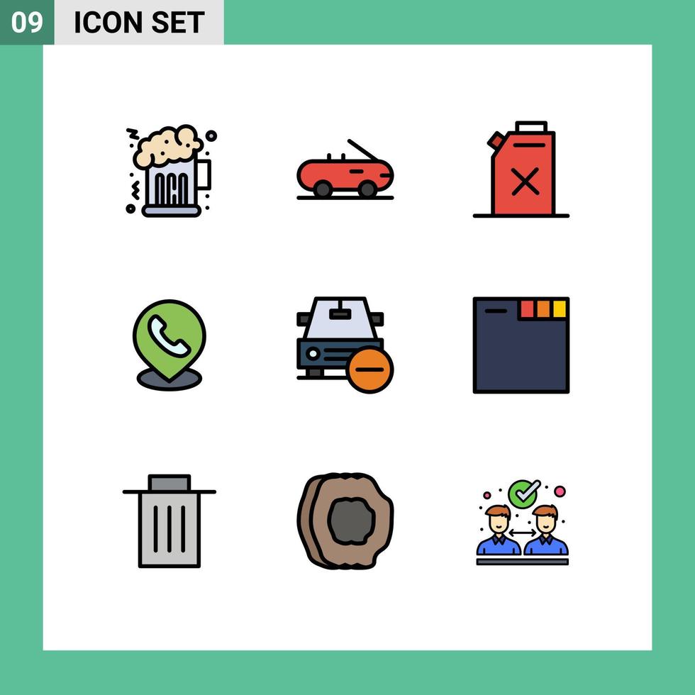 modern uppsättning av 9 fylld linje platt färger och symboler sådan som browser minus- telefon mindre bil redigerbar vektor design element