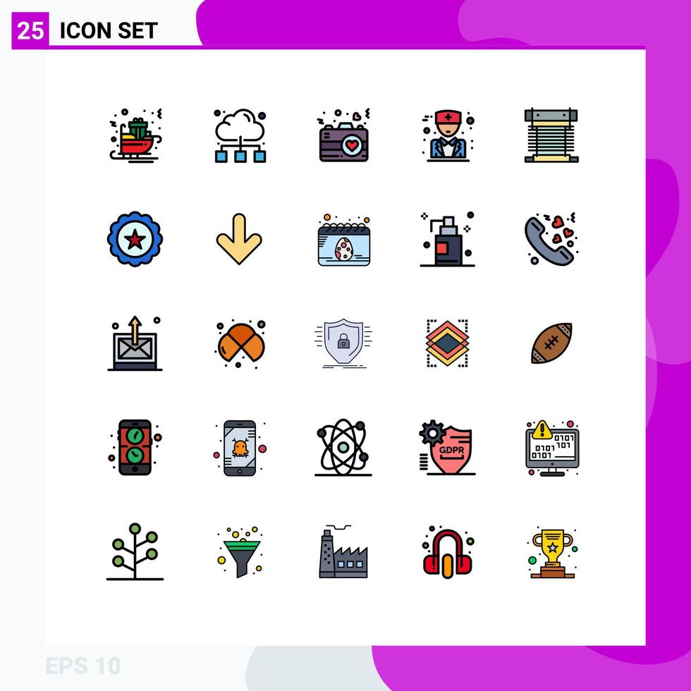 25 tematiska vektor fylld linje platt färger och redigerbar symboler av kylare läkare internet manlig roman redigerbar vektor design element