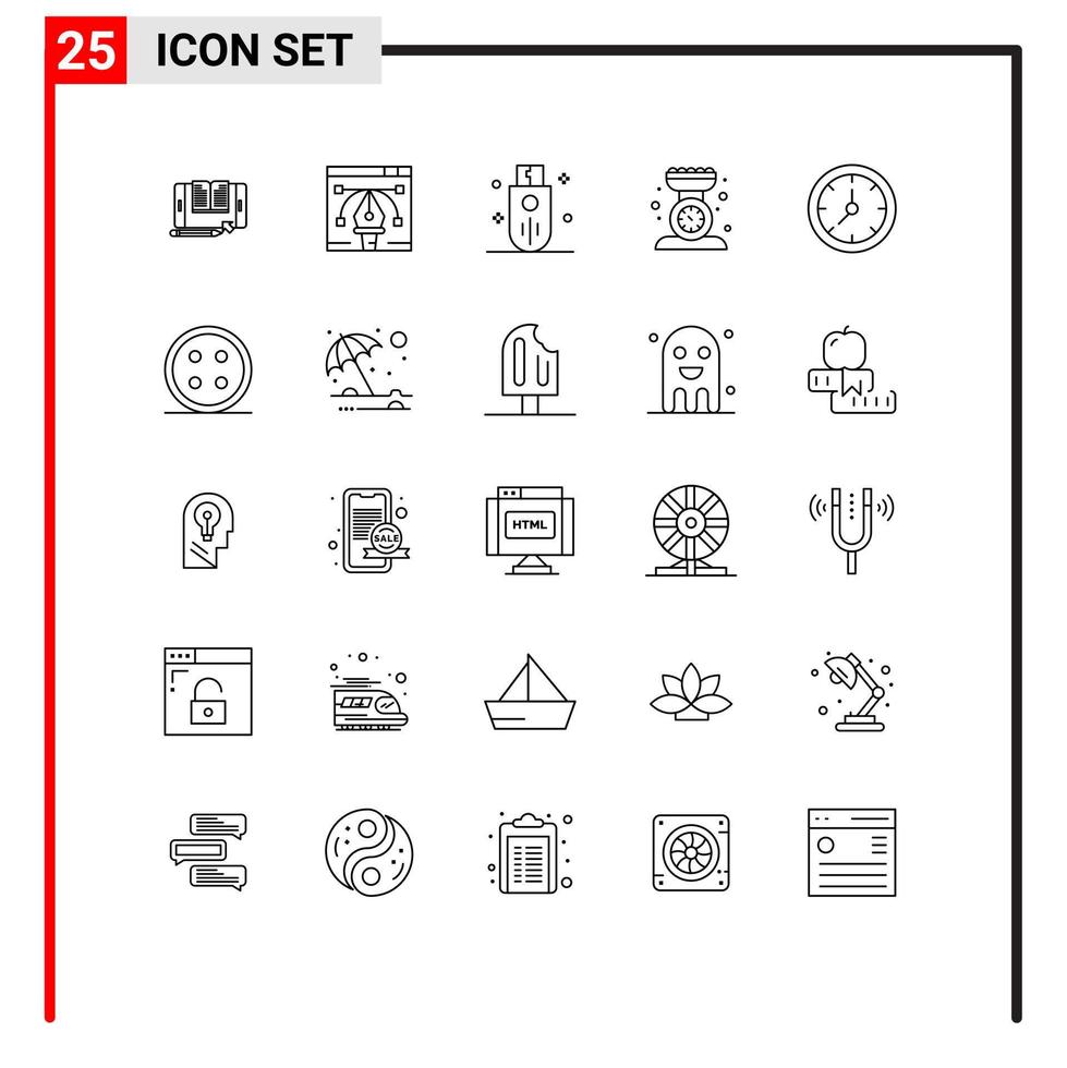 uppsättning av 25 kommersiell rader packa för kök skala matlagning penna verktyg bakning pinne redigerbar vektor design element