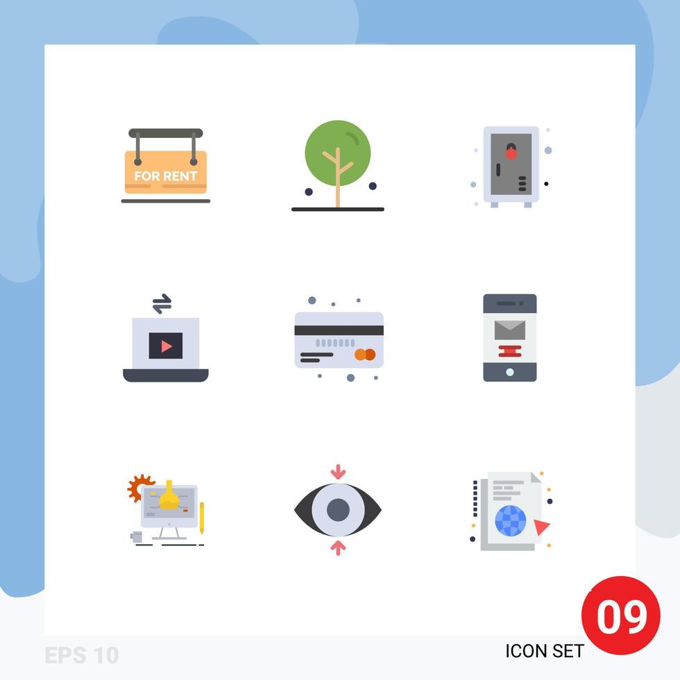 uppsättning av 9 modern ui ikoner symboler tecken för kreditera spela skåp dela med sig bärbar dator redigerbar vektor design element