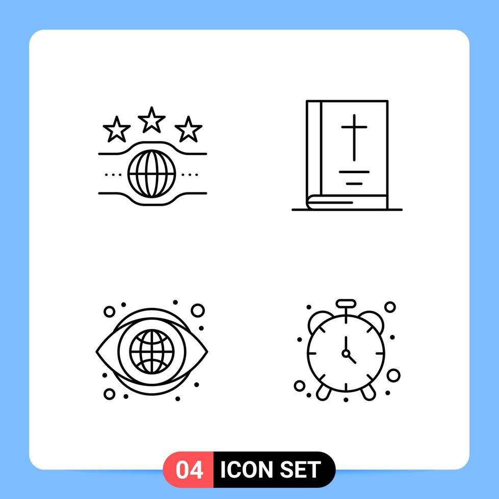 4 linje svart ikon packa översikt symboler för mobil appar isolerat på vit bakgrund 4 ikoner uppsättning kreativ svart ikon vektor bakgrund
