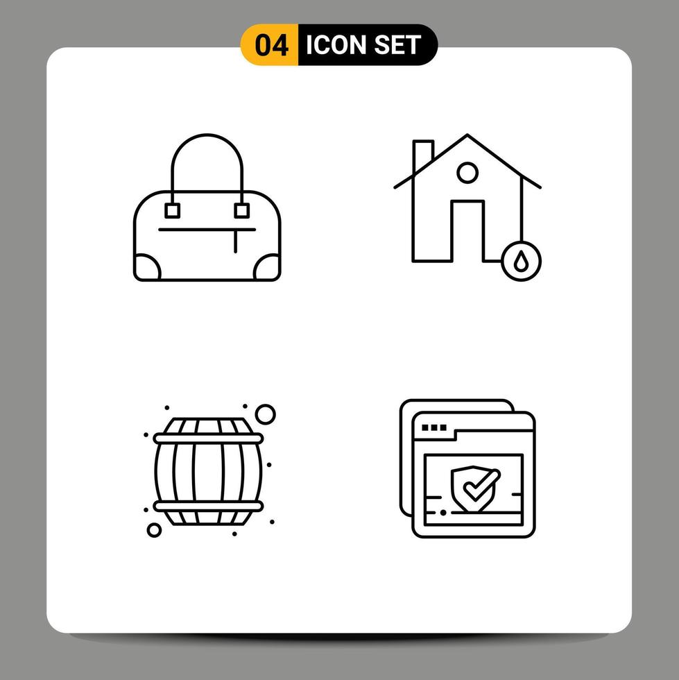 universell ikon symboler grupp av 4 modern fylld linje platt färger av väska behållare egendom hus kolla upp redigerbar vektor design element