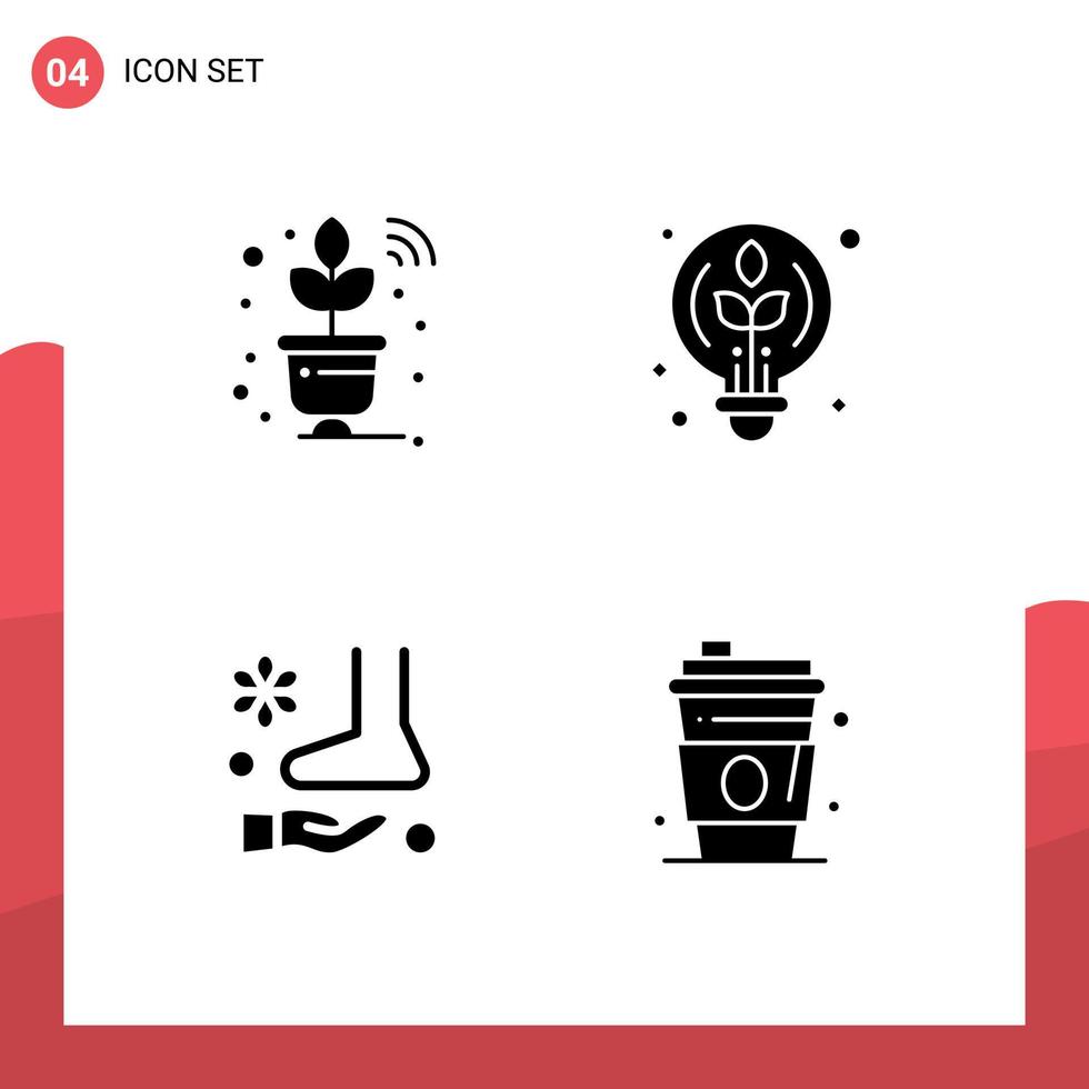 4 kreativ ikoner modern tecken och symboler av växt massage wiFi aning spa redigerbar vektor design element