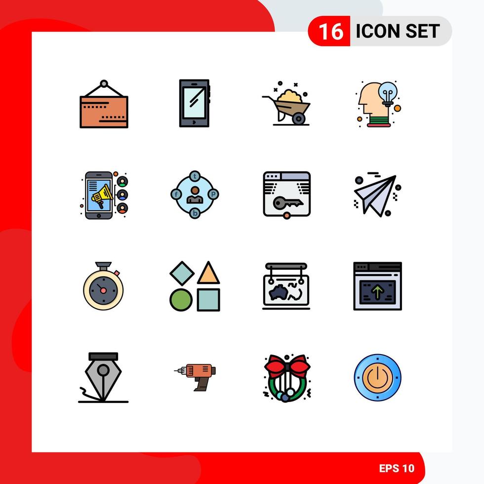 modern uppsättning av 16 platt Färg fylld rader pictograph av förbindelse aning iphone kreativ vår redigerbar kreativ vektor design element
