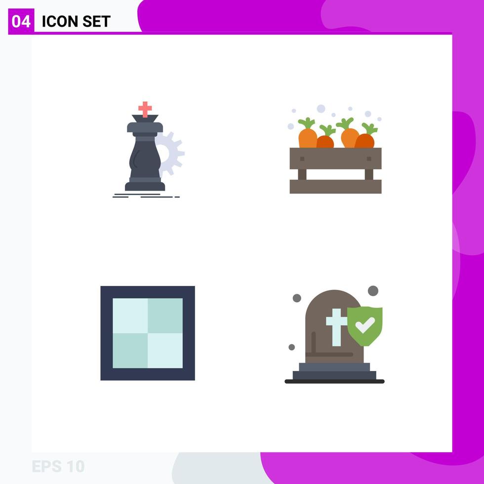 packa av 4 modern platt ikoner tecken och symboler för webb skriva ut media sådan som strategi lägenhet riddare handla hus redigerbar vektor design element