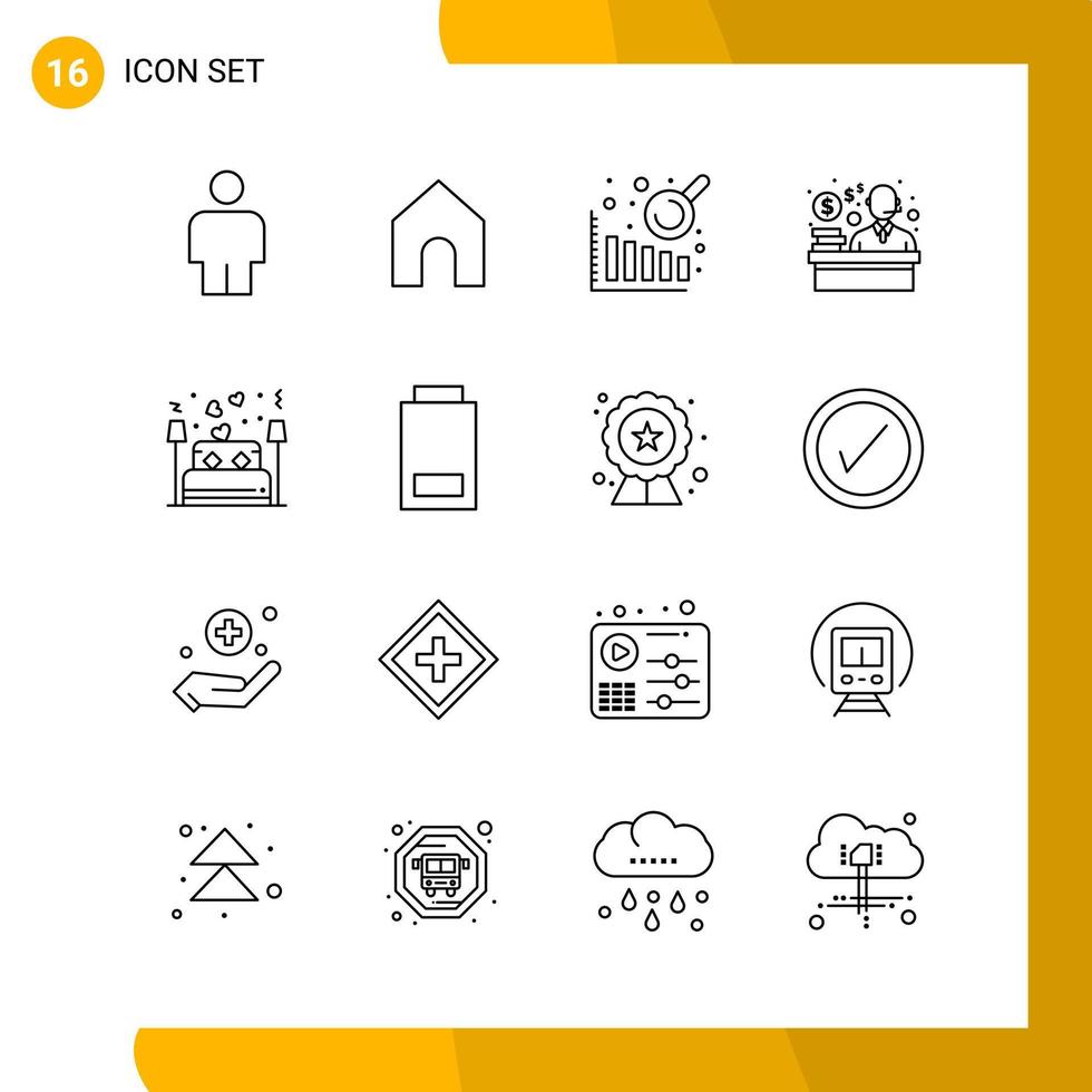 16 Icon Set Line Style Icon Pack Umrisssymbole isoliert auf weißem Hintergrund für responsive Website, die kreativen schwarzen Icon-Vektorhintergrund entwirft vektor