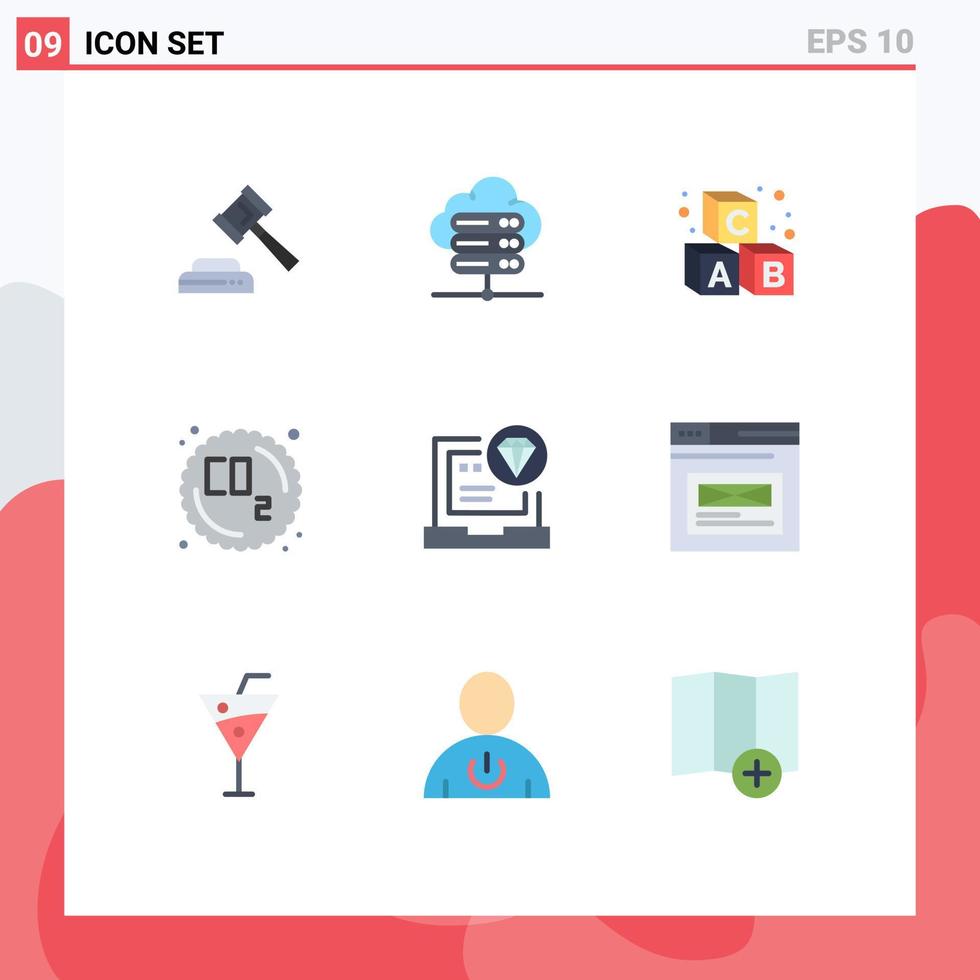 universell ikon symboler grupp av 9 modern platt färger av kodning browser inlärning app förorening redigerbar vektor design element