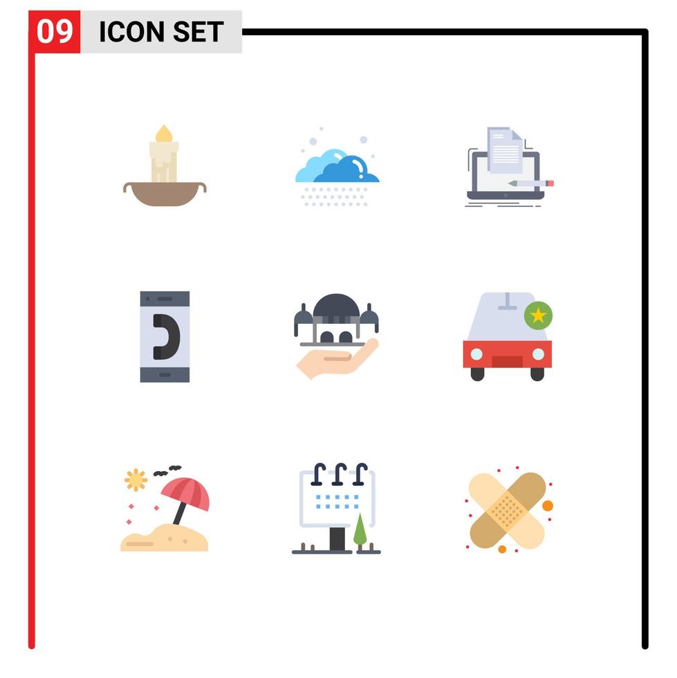 satz von 9 flachen vektorfarben auf raster für moscheegesprächscodierung kontaktanruf editierbare vektordesignelemente vektor