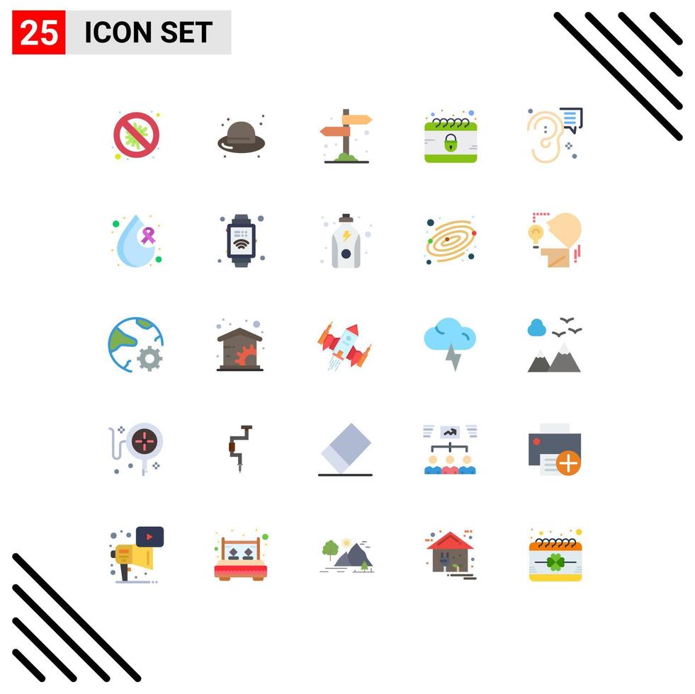 25 flache Farbpakete für die Benutzeroberfläche mit modernen Zeichen und Symbolen von Buzz-Cyber-Strohhut-Kriminalitätsholz editierbaren Vektordesign-Elementen vektor