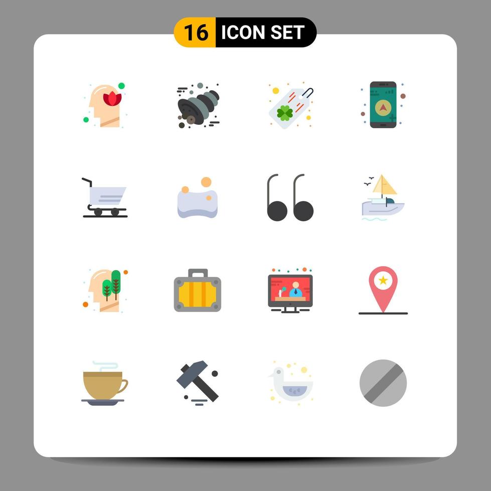 16 flaches Farbkonzept für mobile Websites und Apps Trolley Cart Thanksgiving Navigation gps editierbares Paket kreativer Vektordesign-Elemente vektor