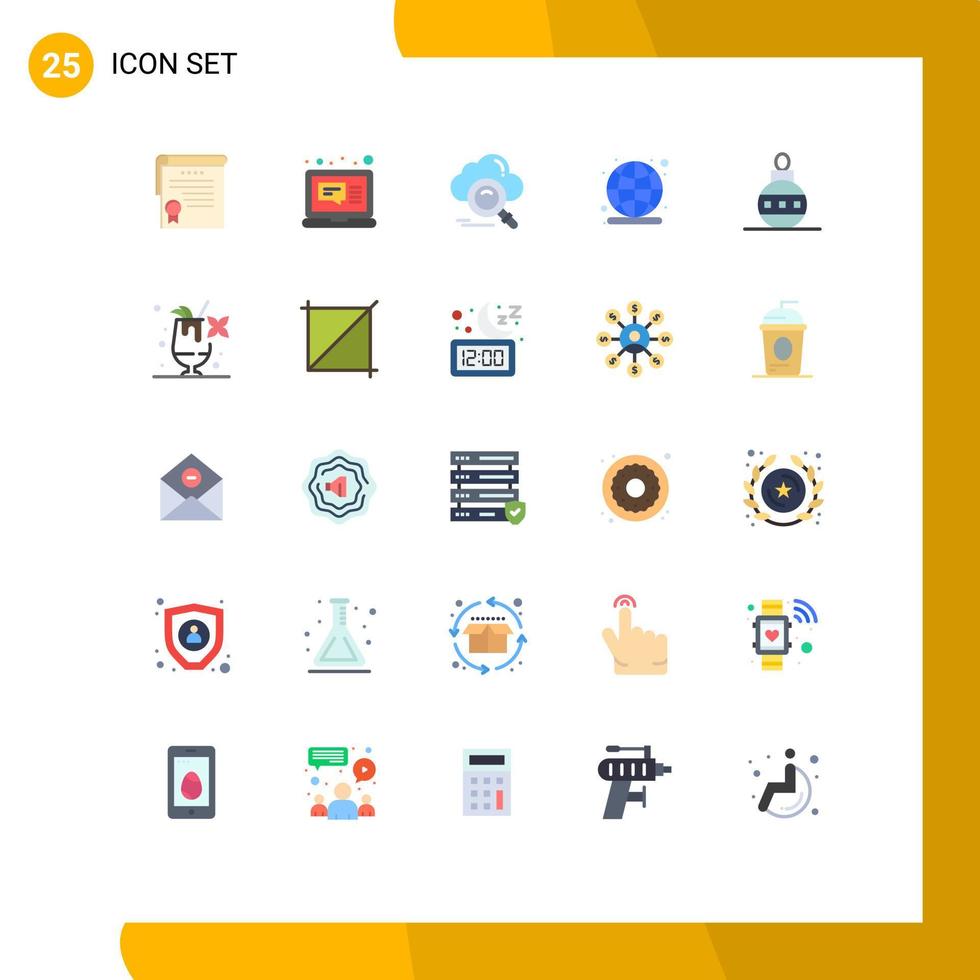 25 flaches Farbpaket der Benutzeroberfläche mit modernen Zeichen und Symbolen der Weihnachtssuche Cloud Global Access editierbare Vektordesign-Elemente vektor