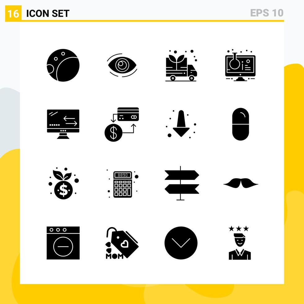 Sammlung von 16 universellen Solid-Icons Icon-Set für Web und Handy vektor