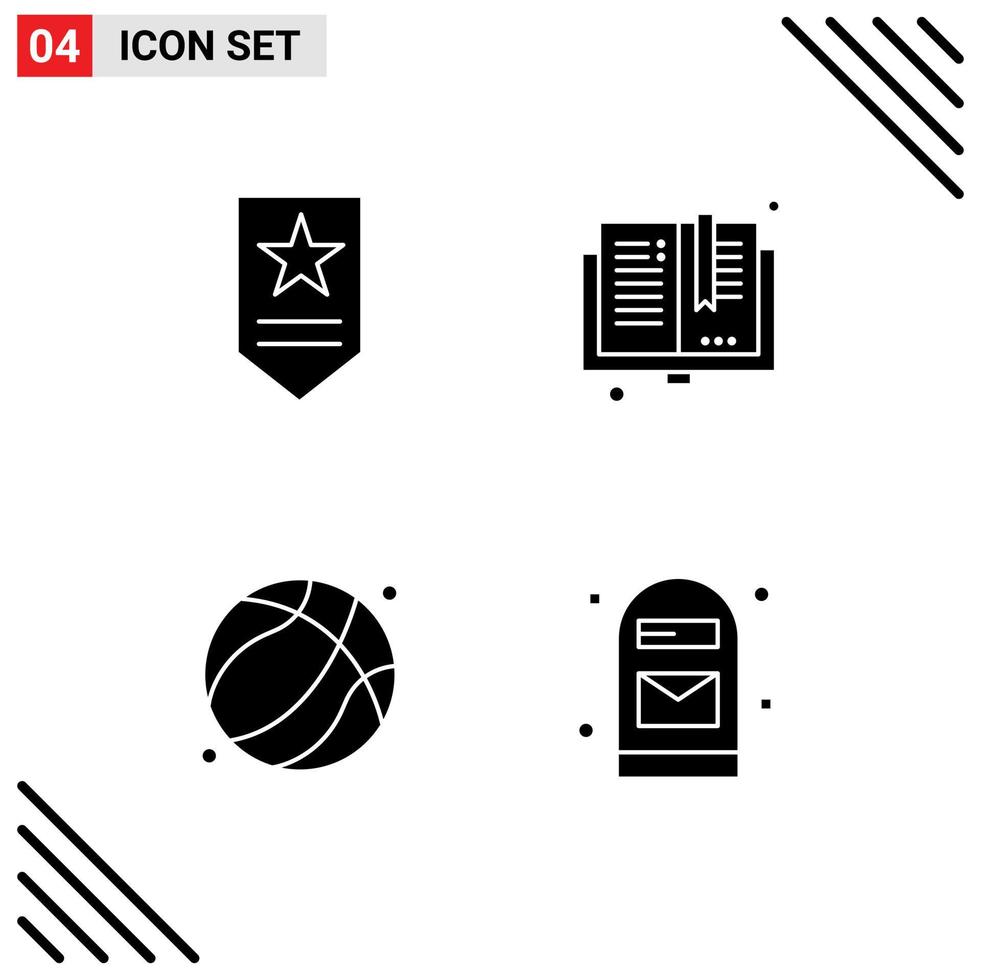 Stock Vector Icon Pack mit 4 Zeilenzeichen und Symbolen für Insignien Papa zurück zu Schulbibliothek Vatertag editierbare Vektordesign-Elemente