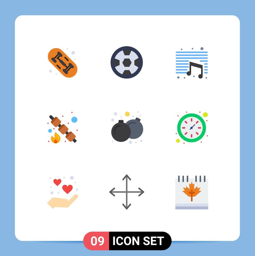 Packung mit 9 modernen flachen Farbzeichen und Symbolen für Web-Printmedien wie z vektor