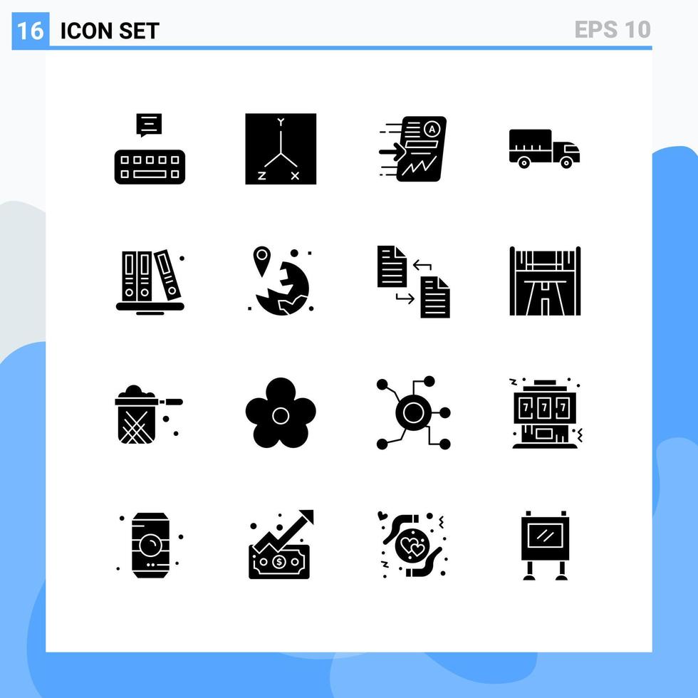 modern uppsättning av 16 fast glyfer pictograph av utbildning tillbaka till skola Rapportera lastbil logistik redigerbar vektor design element