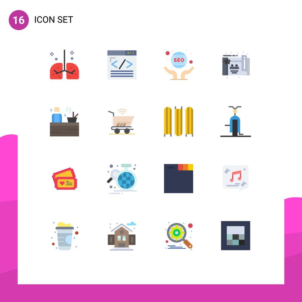 piktogram uppsättning av 16 enkel platt färger av kort födelsedag webb design webmaster marknadsföring redigerbar packa av kreativ vektor design element