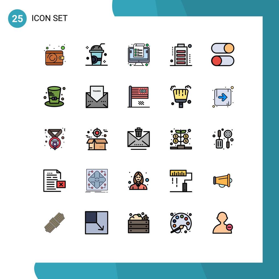 uppsättning av 25 modern ui ikoner symboler tecken för full avgift sommar batteri förvaltning redigerbar vektor design element