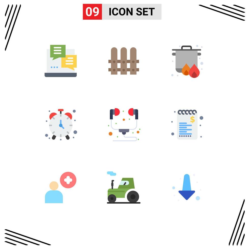 satz von 9 modernen ui symbolen symbole zeichen für kopfhörer computer campinguhr uhr editierbare vektordesignelemente vektor