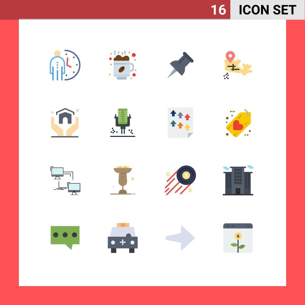 användare gränssnitt packa av 16 grundläggande platt färger av försäkring Hem kopp egendom Karta redigerbar packa av kreativ vektor design element