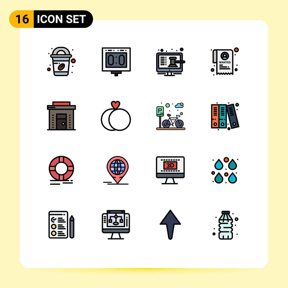 Stock-Vektor-Icon-Pack mit 16 Zeilenzeichen und Symbolen für kommerziell gesuchte Online-State-Shop-editierbare kreative Vektordesign-Elemente vektor