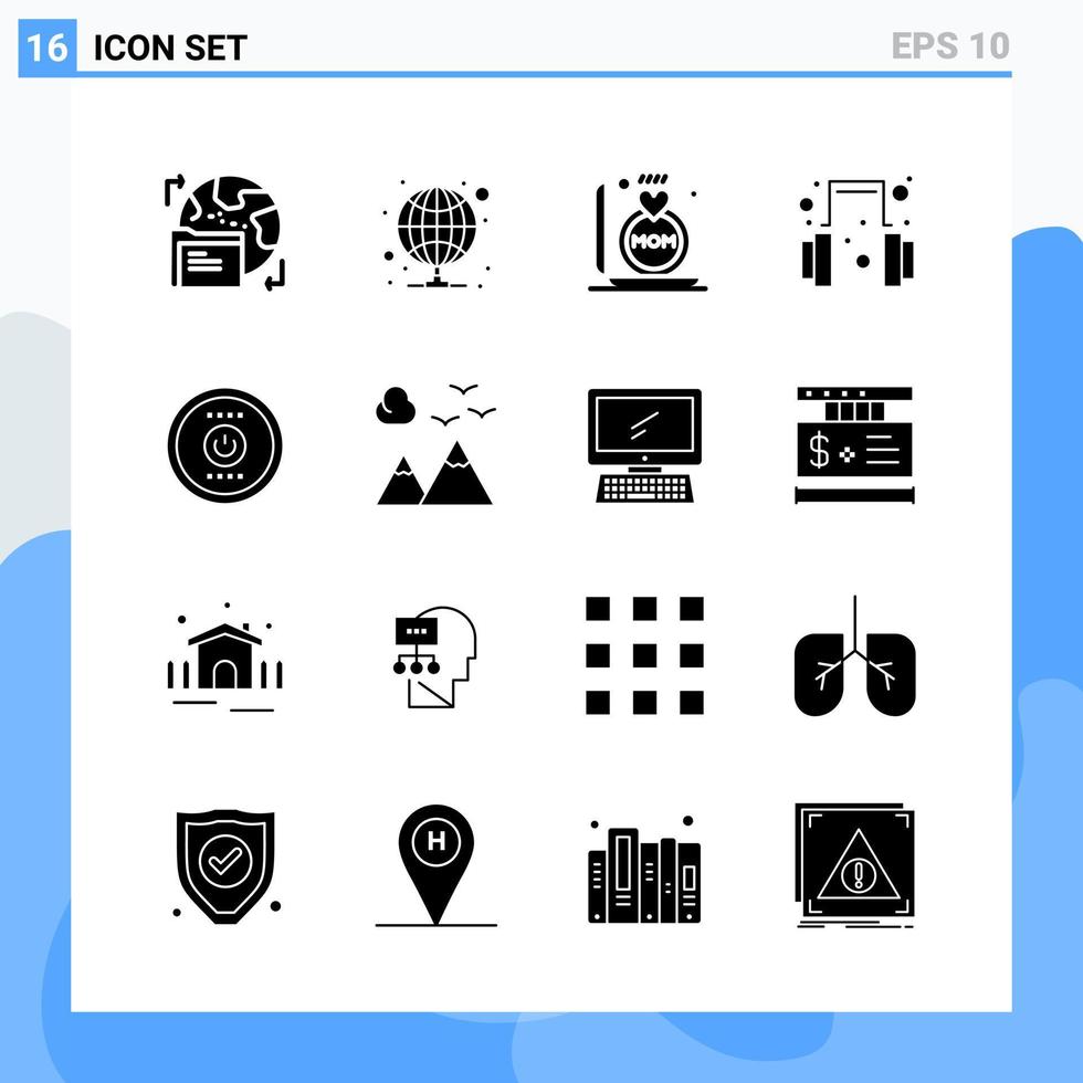 modern 16 fast stil ikoner glyf symboler för allmän använda sig av kreativ fast ikon tecken isolerat på vit bakgrund 16 ikoner packa vektor