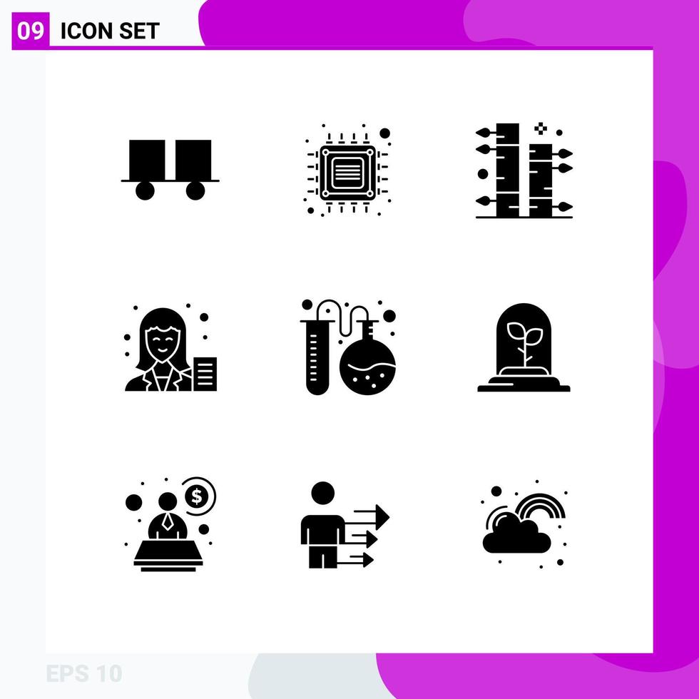 Stock Vector Icon Pack mit 9 Zeilenzeichen und Symbolen für Bloggerinnen Smart Blog Garden editierbare Vektordesign-Elemente