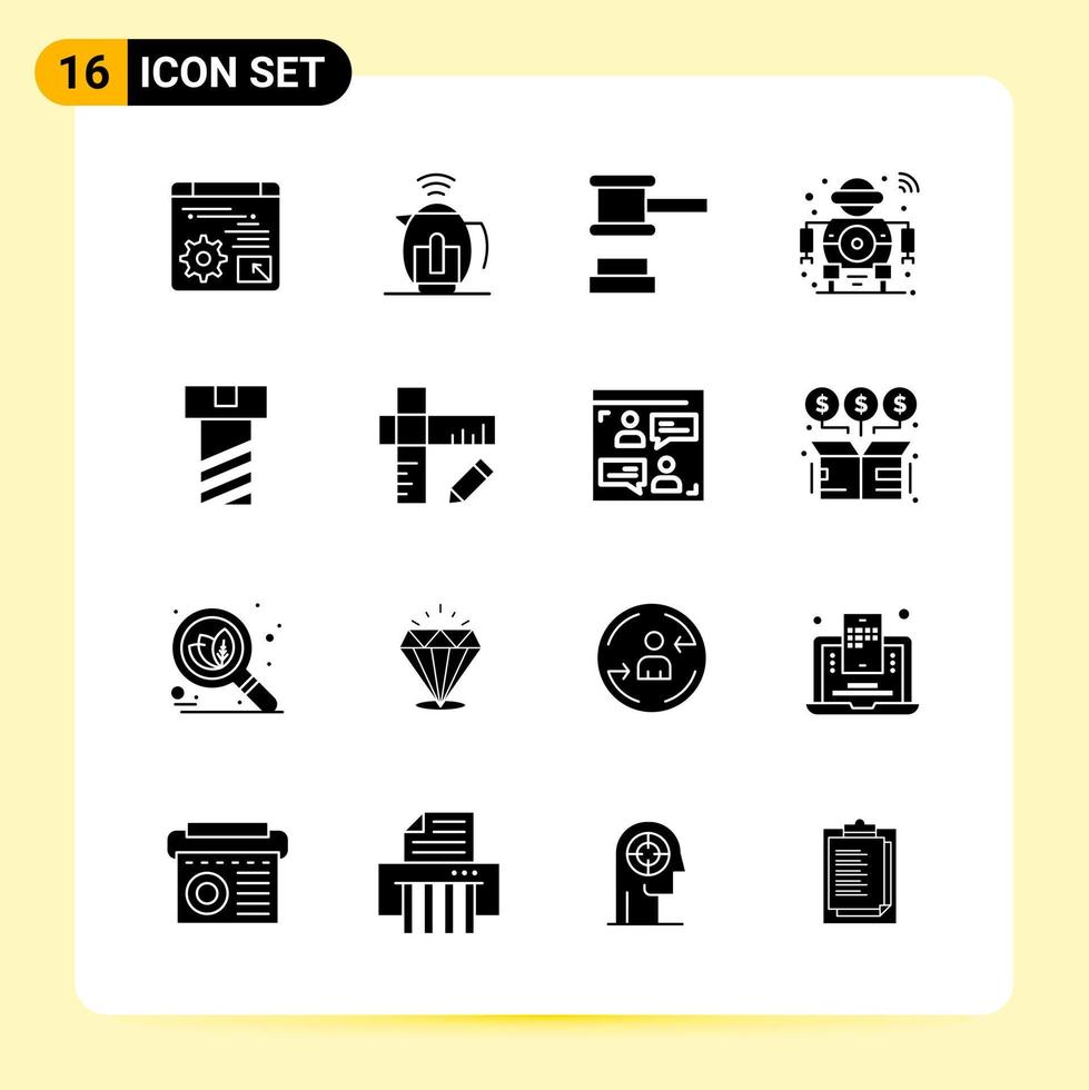 16 kreative Symbole für modernes Website-Design und ansprechende mobile Apps 16 Glyphensymbole Zeichen auf weißem Hintergrund 16 Symbolpaket vektor