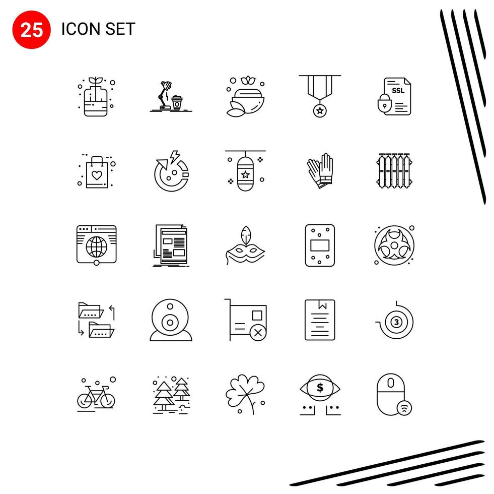 Stock Vector Icon Pack mit 25 Linienzeichen und Symbolen für Sternabzeichen Flash-Dekoration grün editierbare Vektordesign-Elemente