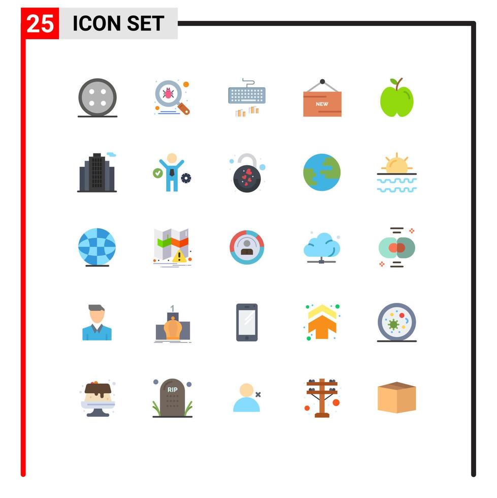 Packung mit 25 modernen flachen Farbzeichen und Symbolen für Web-Printmedien, wie z vektor