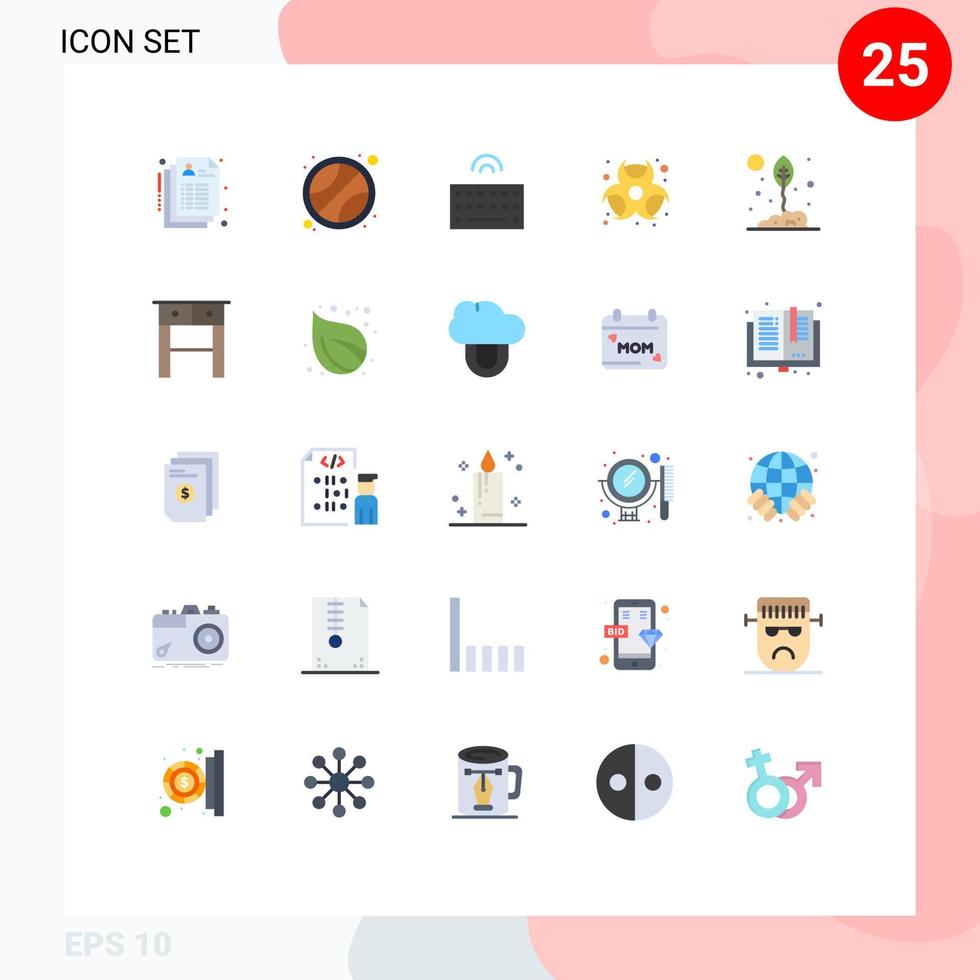 uppsättning av 25 vektor platt färger på rutnät för miljö lantbruk tangentbord farlig biohazard redigerbar vektor design element
