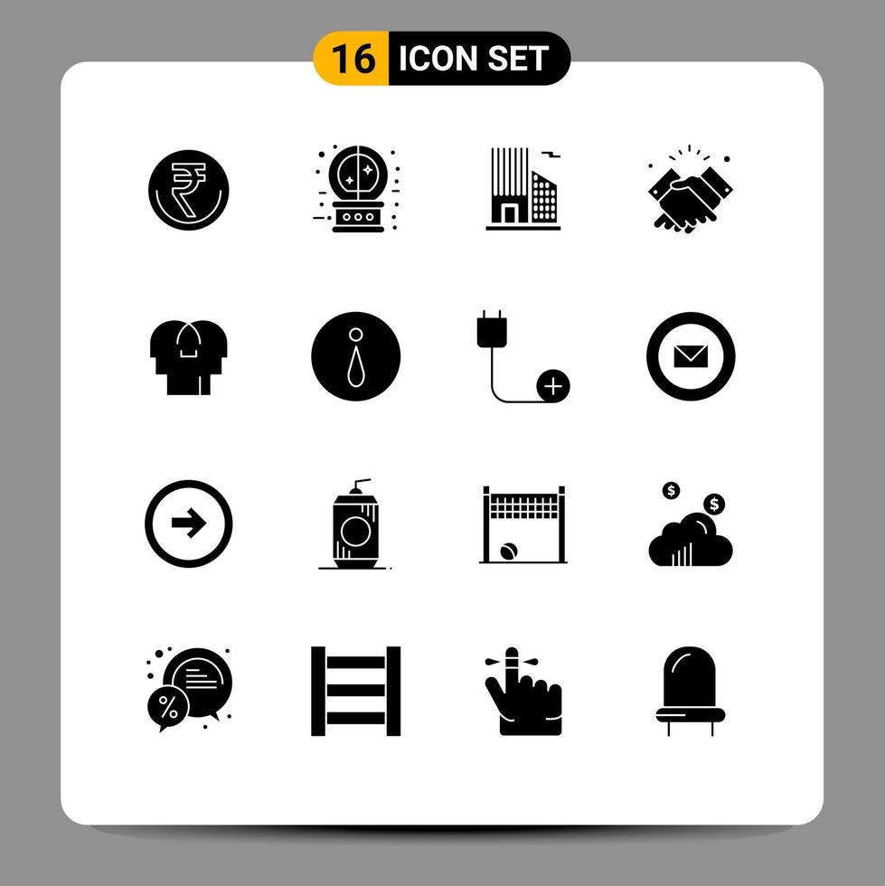 16 universell fast glyfer uppsättning för webb och mobil tillämpningar muslim skaka framtida handslag kontor redigerbar vektor design element