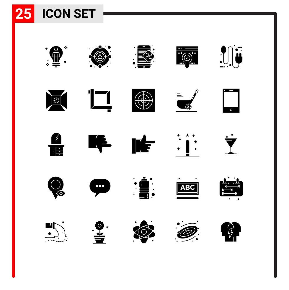 25 tematiska vektor fast glyfer och redigerbar symboler av bio hitta kreativ Sök lösning redigerbar vektor design element