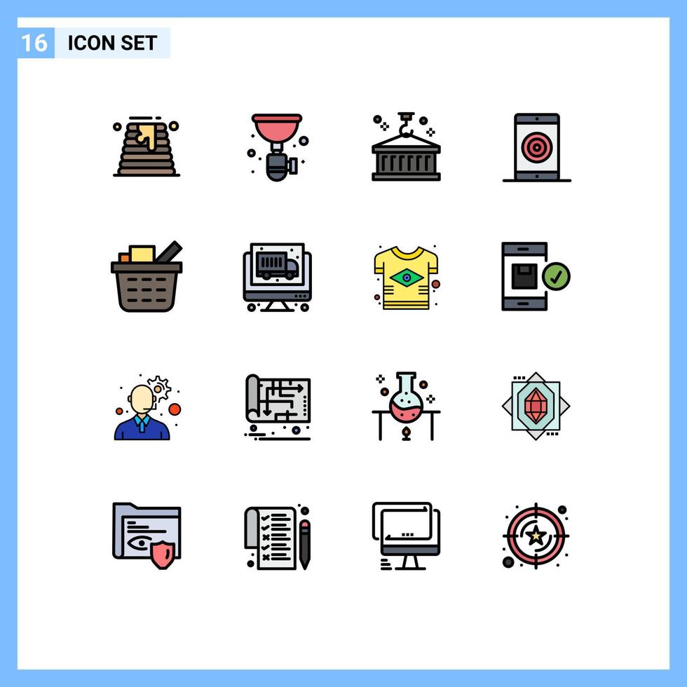 uppsättning av 16 modern ui ikoner symboler tecken för optimering media sifon motor logistisk redigerbar kreativ vektor design element