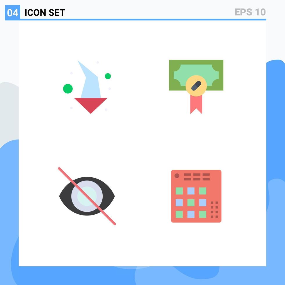 moderner Satz von 4 flachen Symbolen und Symbolen wie Pfeilauge nach unten medizinische Audio-editierbare Vektordesign-Elemente vektor