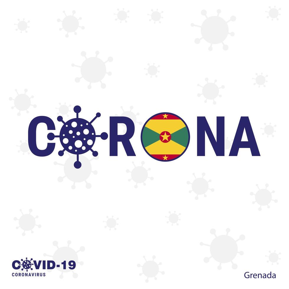 grenada coronavirus typografie covid19 country banner bleib zu hause bleib gesund kümmere dich um deine eigene gesundheit vektor