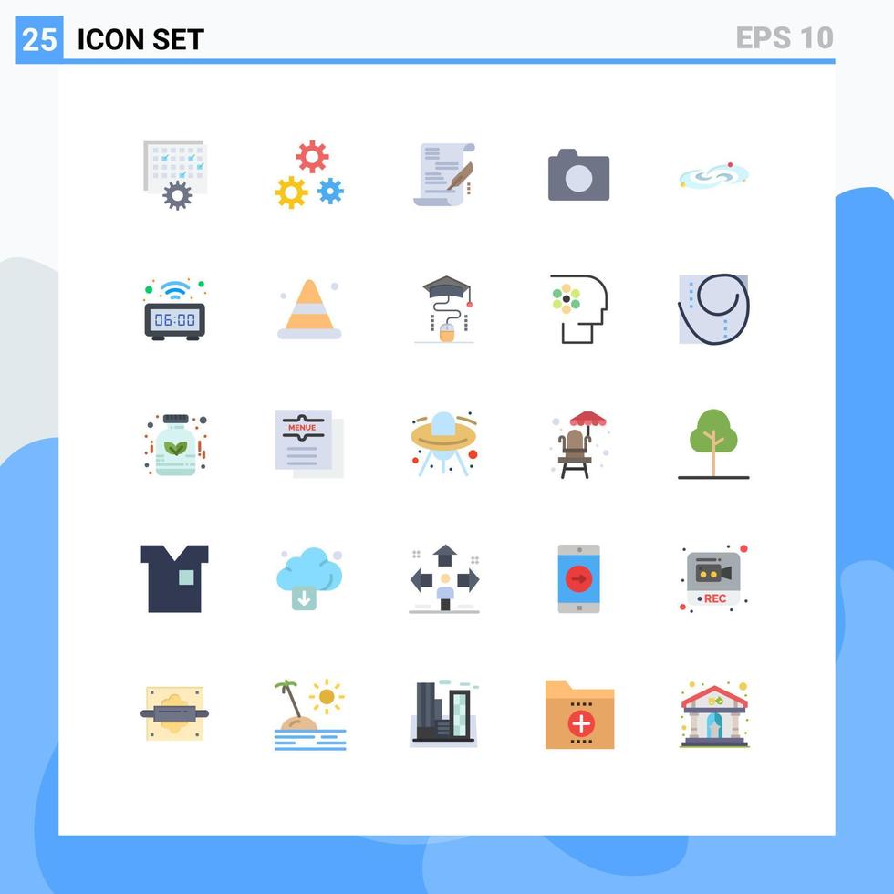 grupp av 25 platt färger tecken och symboler för astronomi grundläggande service Foto kamera redigerbar vektor design element