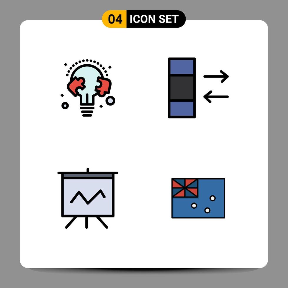 Packung mit 4 modernen Zeichen und Symbolen in flachen Farben für Web-Printmedien wie Bildungsdiagramm-Puzzle-Daten aussie editierbare Vektordesign-Elemente vektor