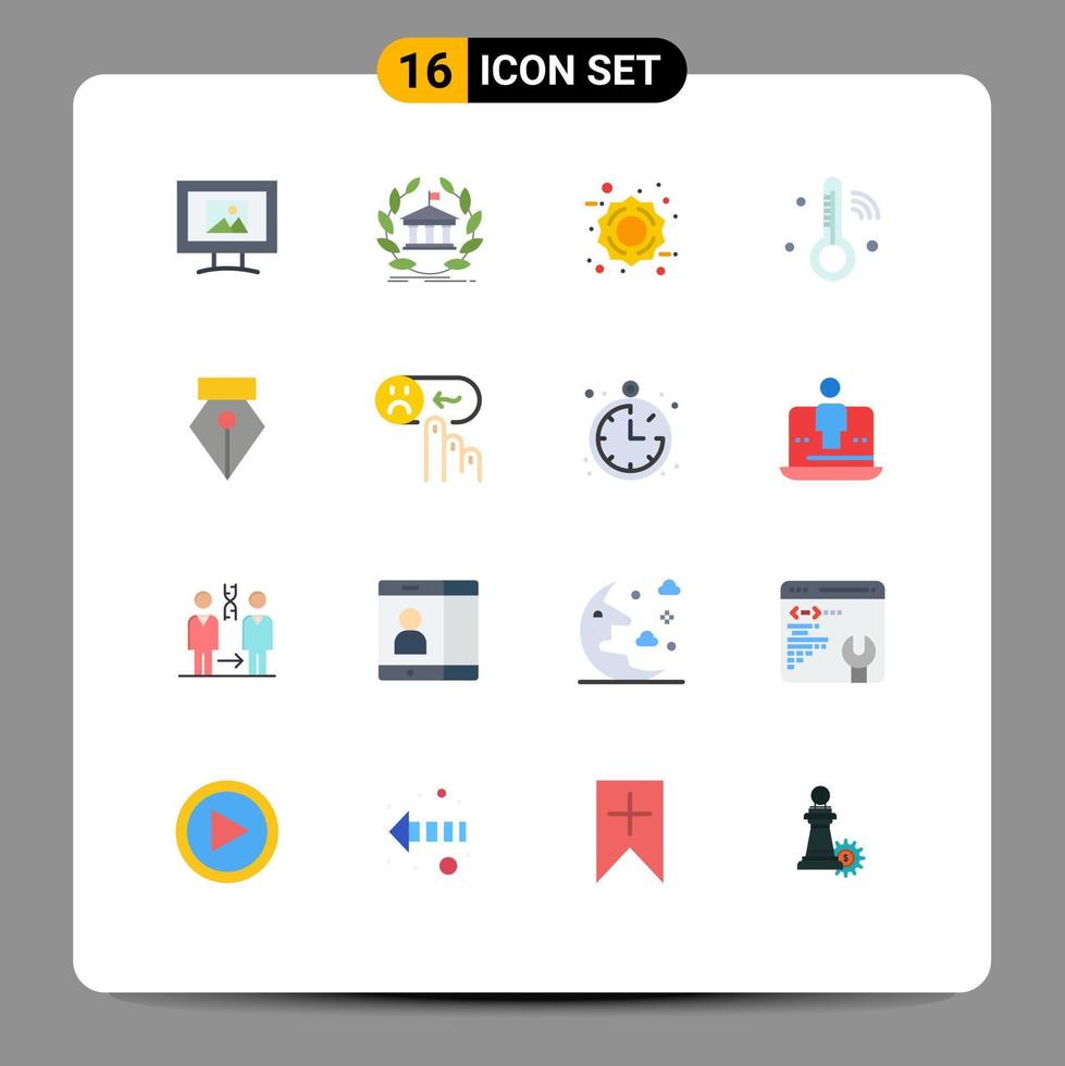 piktogram uppsättning av 16 enkel platt färger av penna termometer utbildning temperatur internet av saker redigerbar packa av kreativ vektor design element